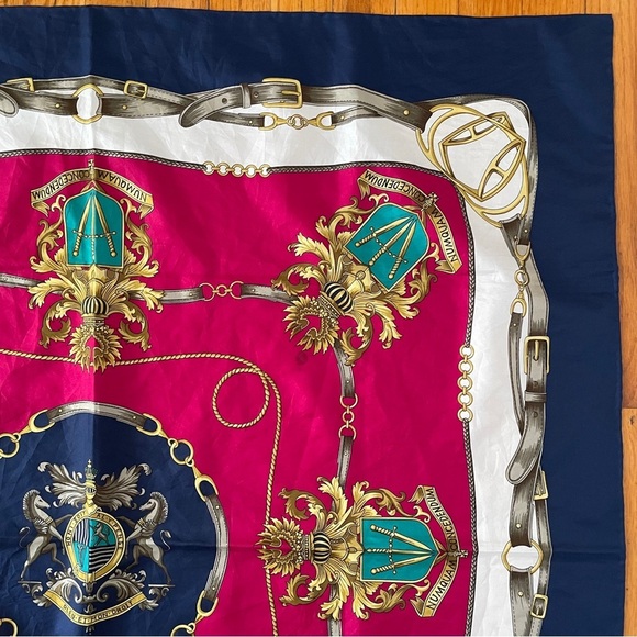 Hermes Scarf equestrian square horse bit Americana swords crest royalty rope - Picture 4 of 13